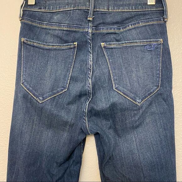 Hollister curvy hi rise skinny jeans dark button fly Frayed raw hem 1L 25w 28 - Picture 8 of 10